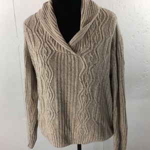 Bass light brown shawl neck sweater